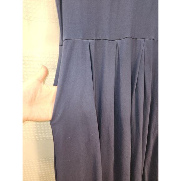 24seven Dress Size Small Midi Blue Pockets Vneck Causal Sleeveless - Picture 2 of 8